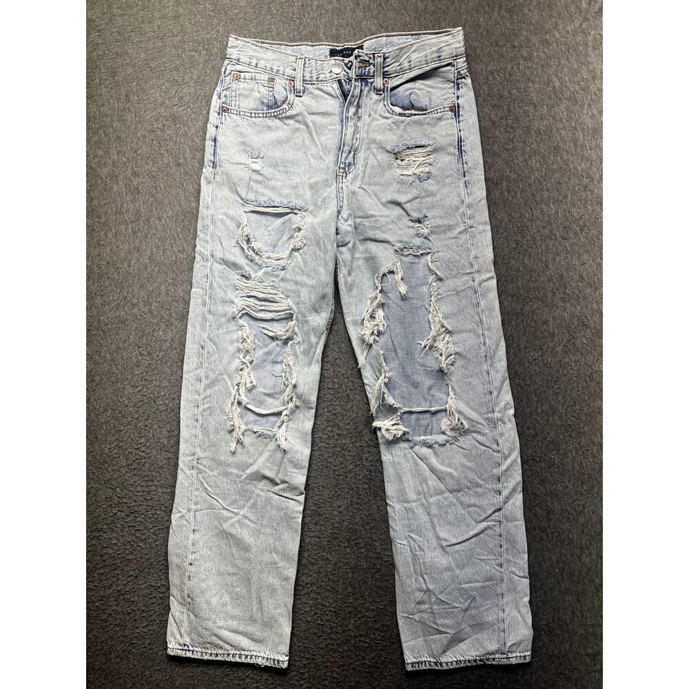 Aeropostale Women’s 90s Baggy Distressed Jeans Size 10 | High Waist Light Wash